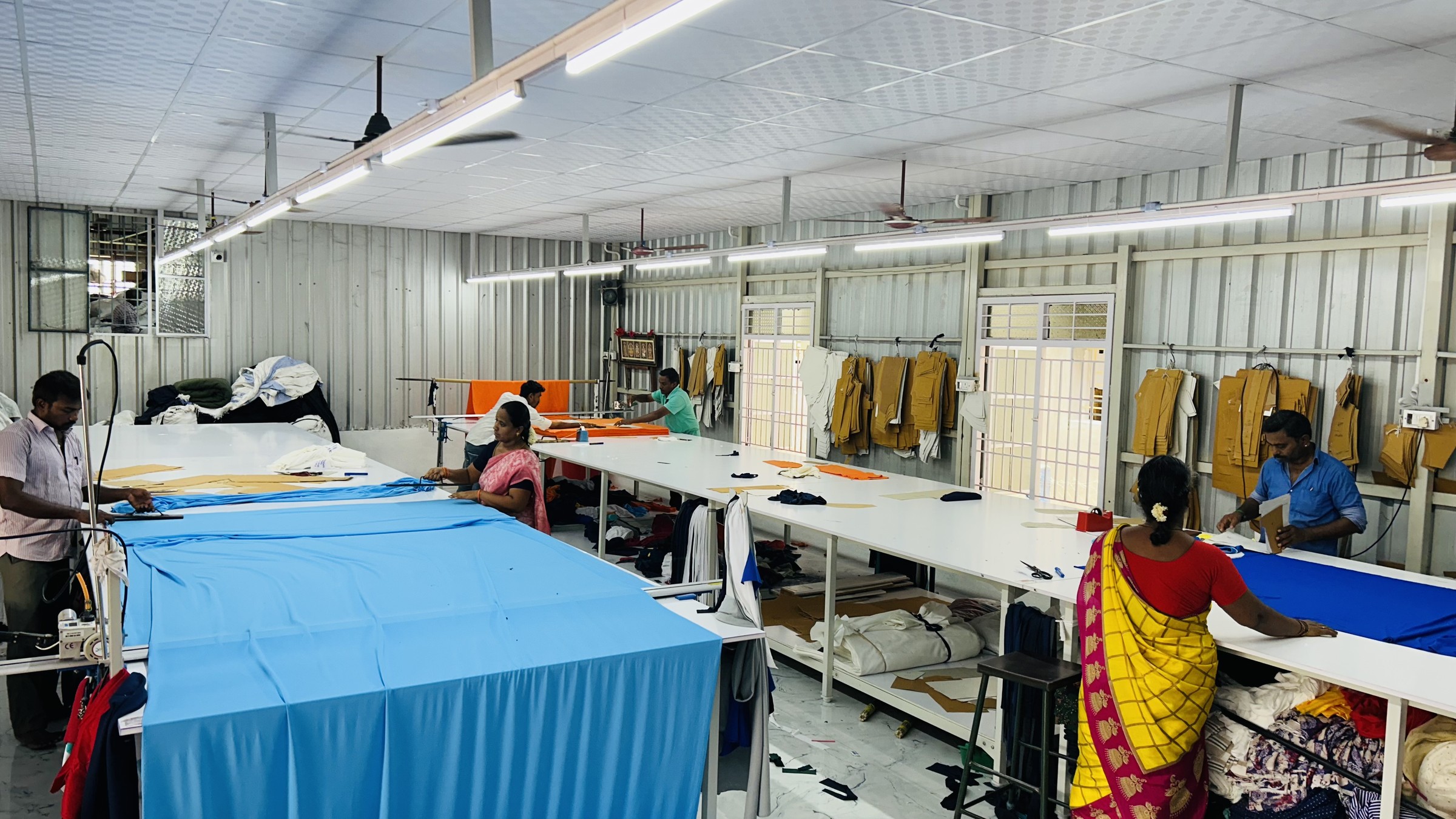 Cutting section at the Allwin Socks factory